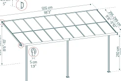 Canopia Terrassenüberdachung Sierra Cabrio 555 x 295 cm grau