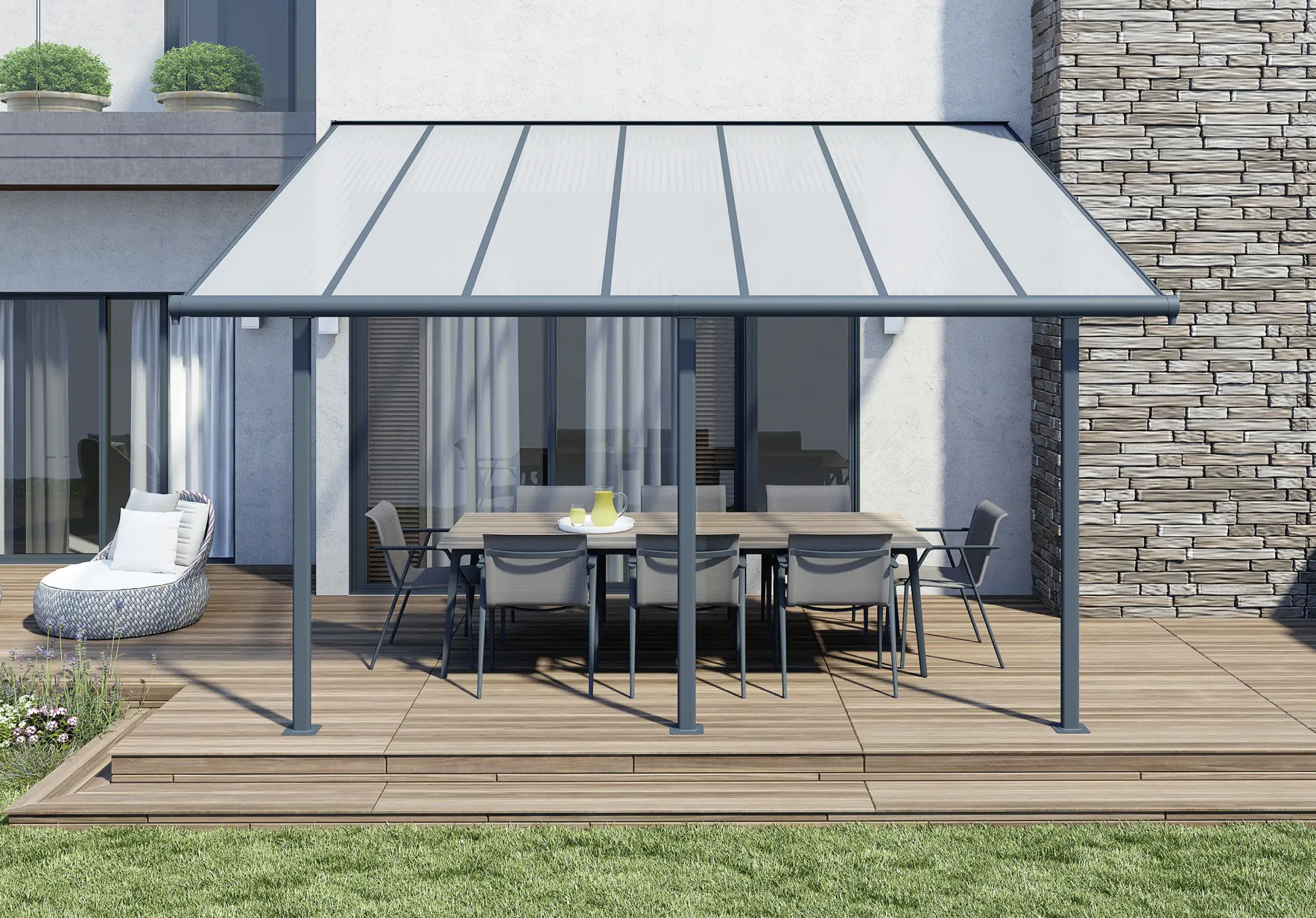 Canopia Terrassenüberdachung Sierra 434 x 295 cm anthrazit