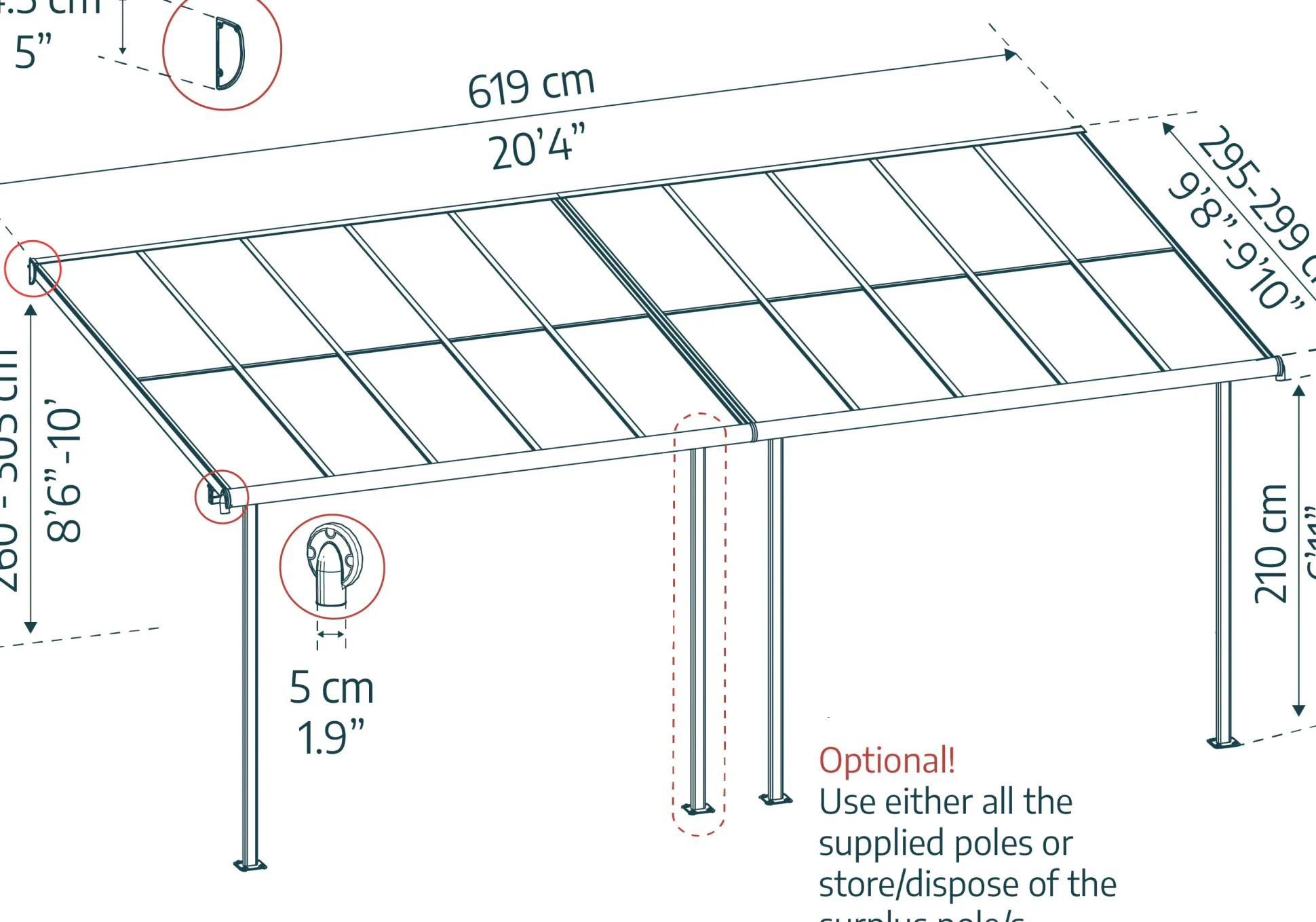 Canopia Terrassenüberdachung Sierra Cabrio 619 x 295 cm grau