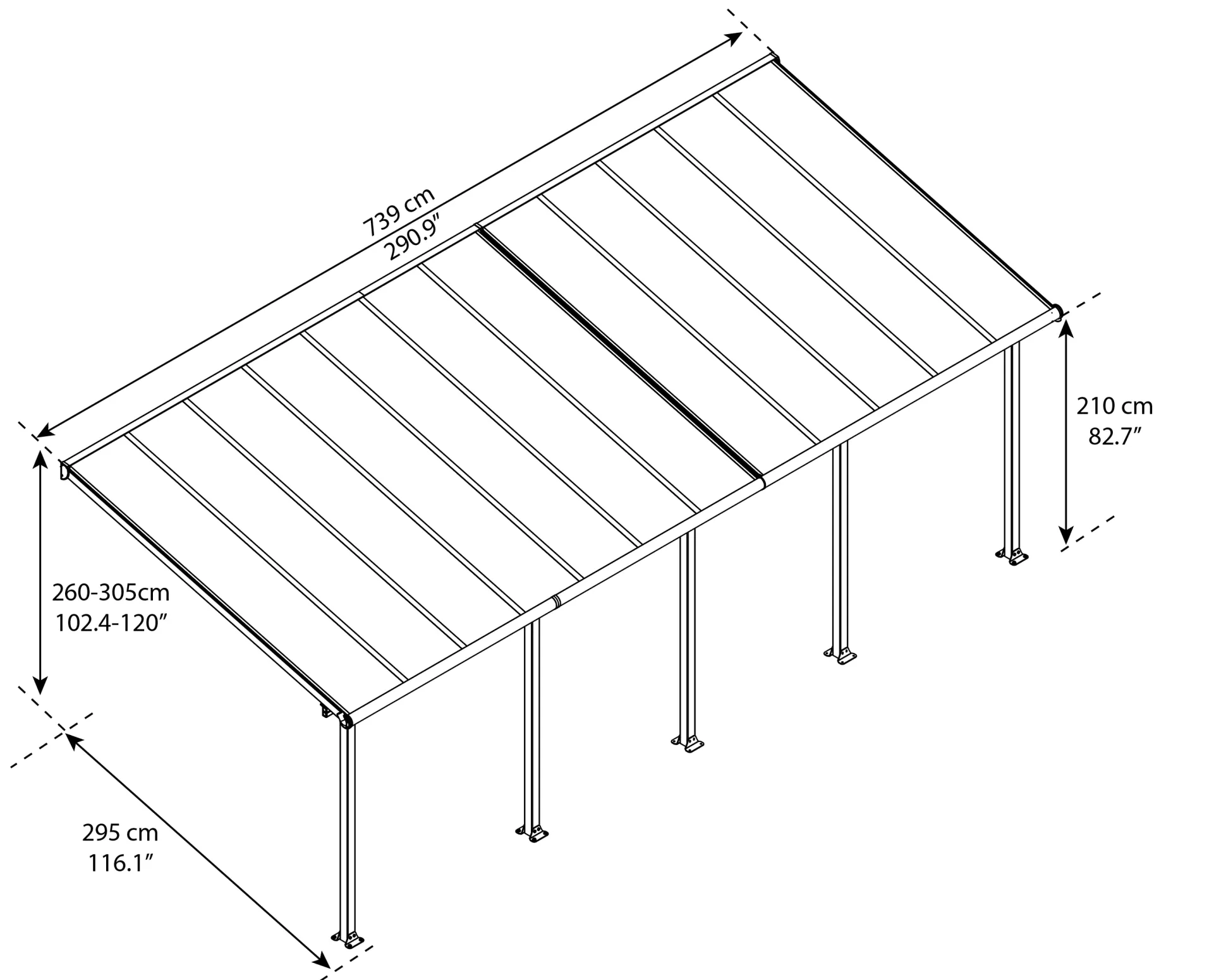 Canopia Terrassenüberdachung Olympia 3x7.3