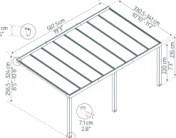 Canopia Terrassenüberdachung Stockholm 587,5 x 330,5 cm anthrazit