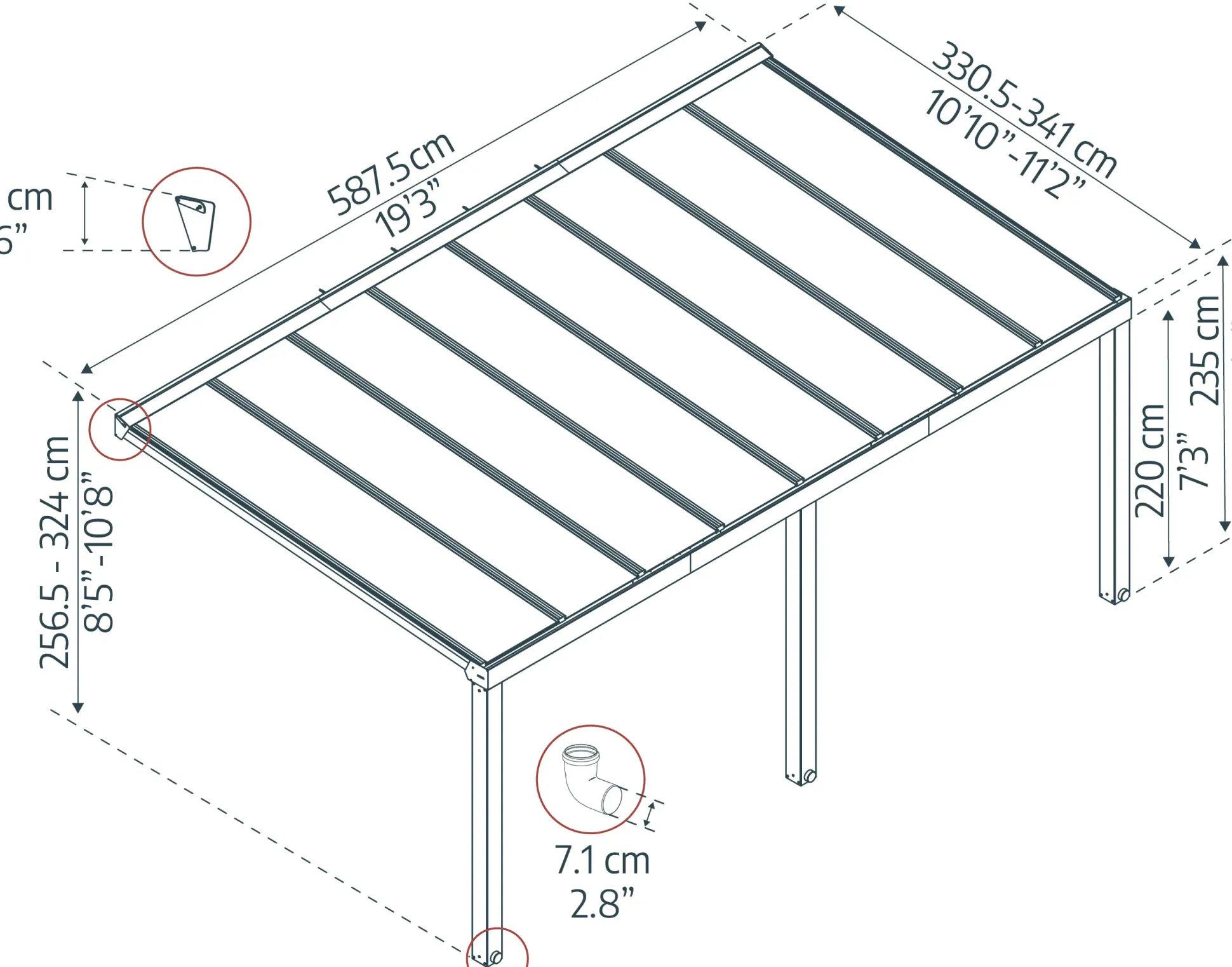 Canopia Terrassenüberdachung Stockholm 587,5 x 330,5 cm anthrazit