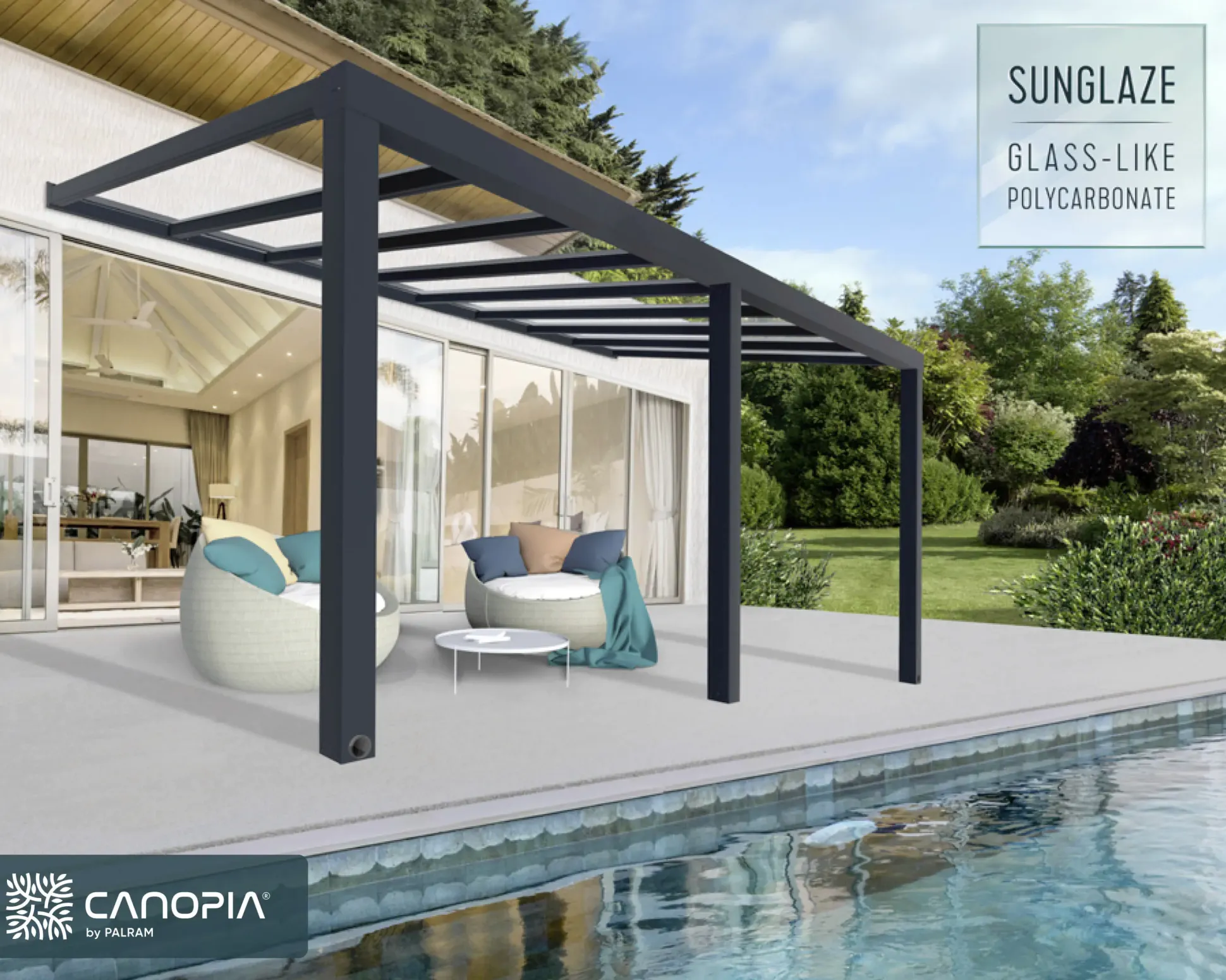 Canopia Terrassenüberdachung Stockholm 587,5 x 330,5 cm anthrazit