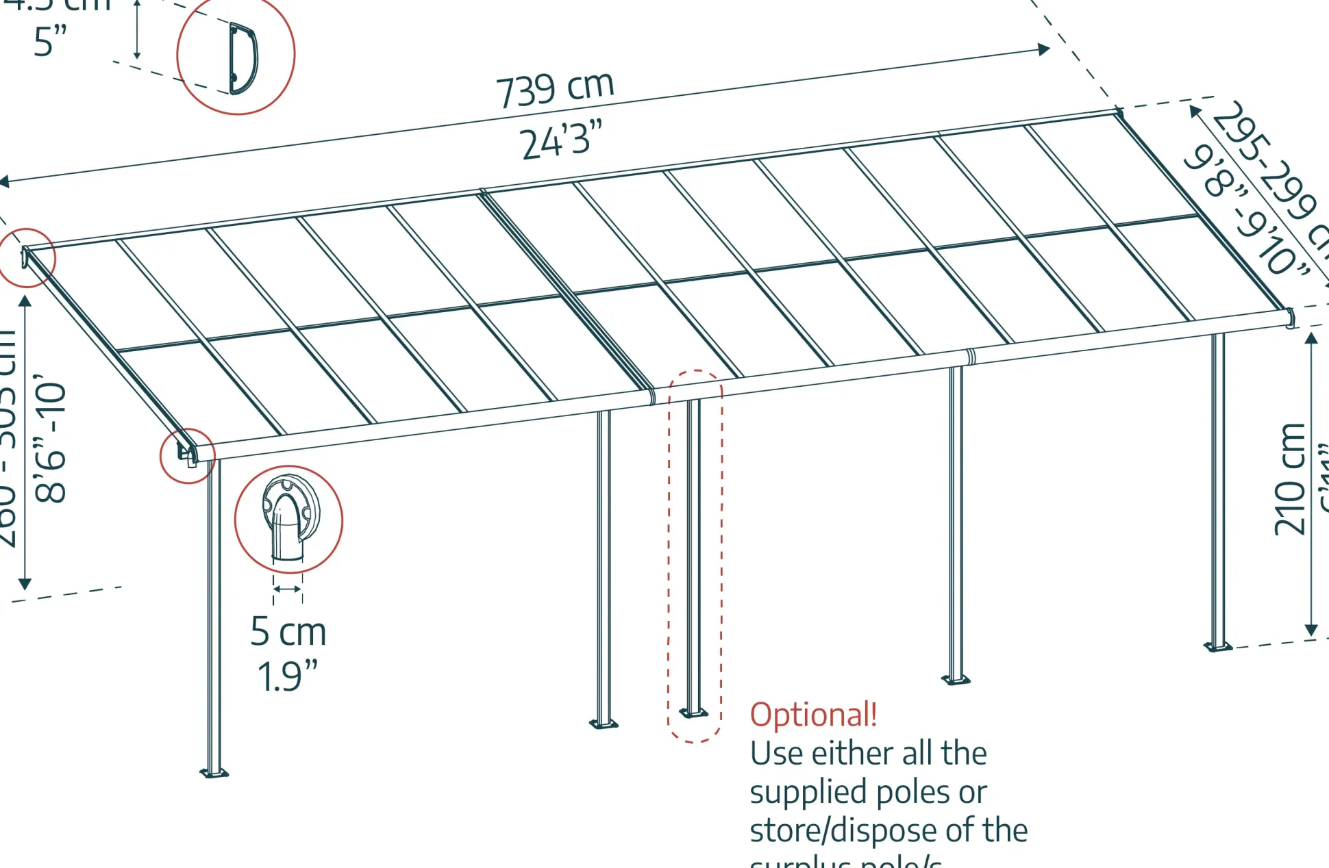 Canopia Terrassenüberdachung Sierra Cabrio 739 x 295 cm grau
