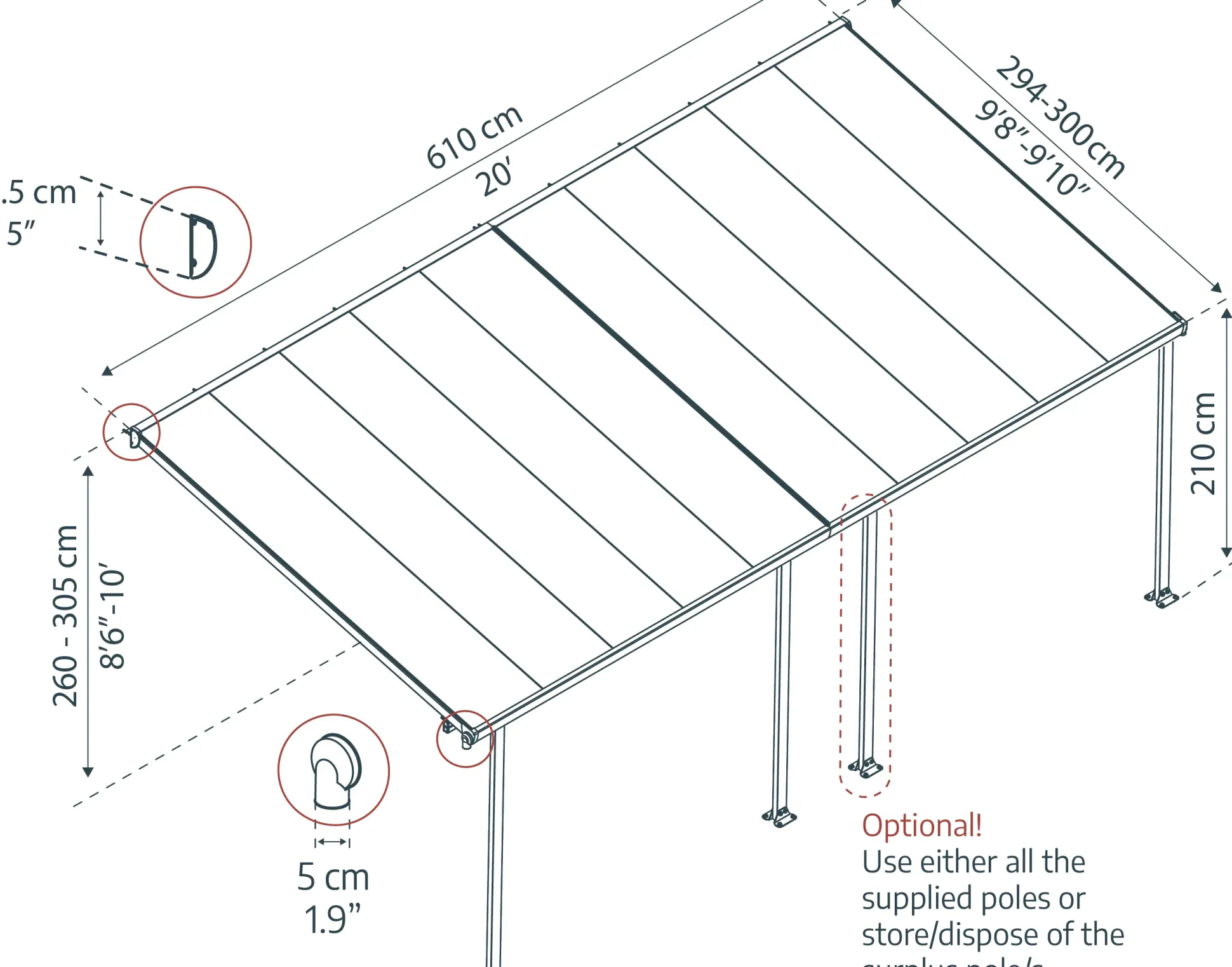 Canopia Terrassenüberdachung Feria 610 x 294 cm anthrazit
