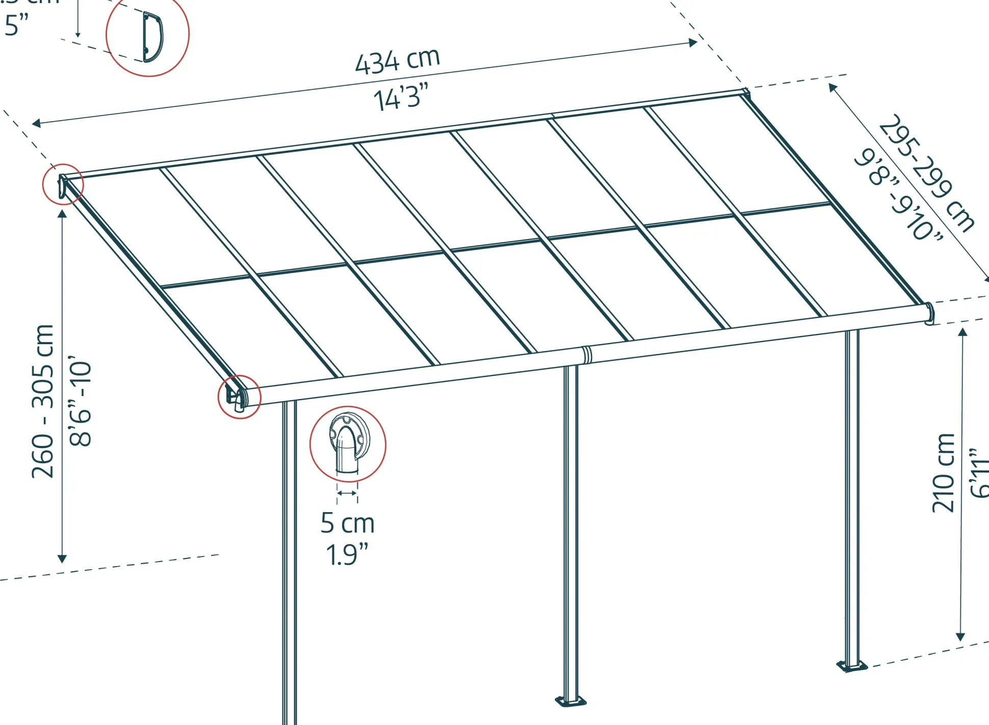 Canopia Terrassenüberdachung Sierra Cabrio 434 x 295 cm grau