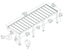 Canopia Terrassenüberdachung Helsinki Holz 990 x 294 cm braun