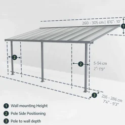 Canopia Terrassendach 1092 x 300 cm grau