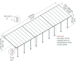 Canopia Terrassendach 1275 x 300 cm grau