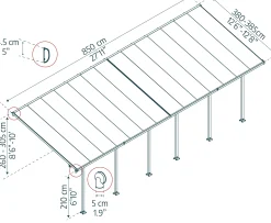 Canopia Terrassendach 1031 x 400 cm weiß