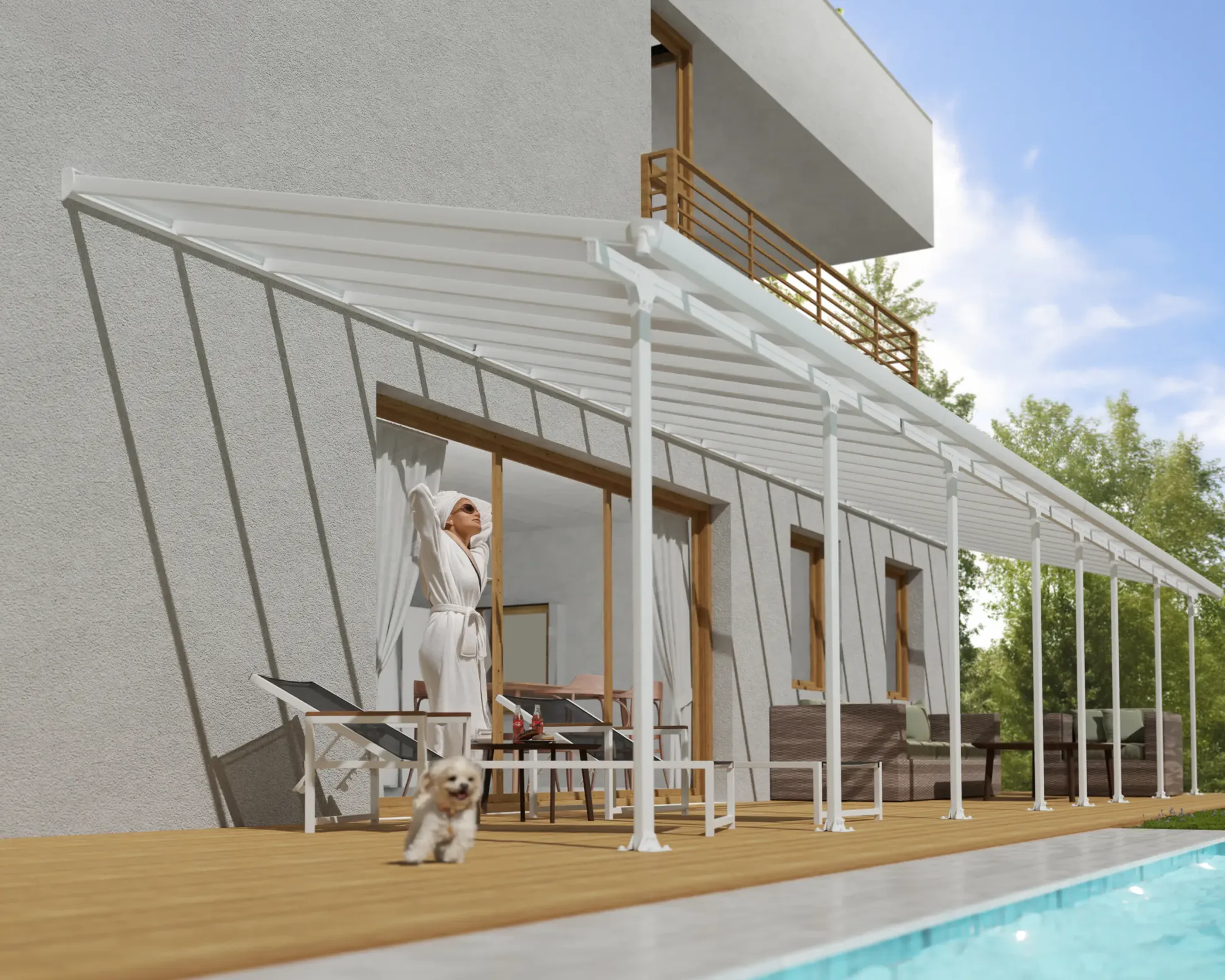 Canopia Terrassendach 1220 x 300 cm weiß