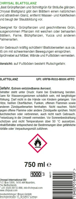 Chrysal Pflanzenspray Blattglanz 750 ml