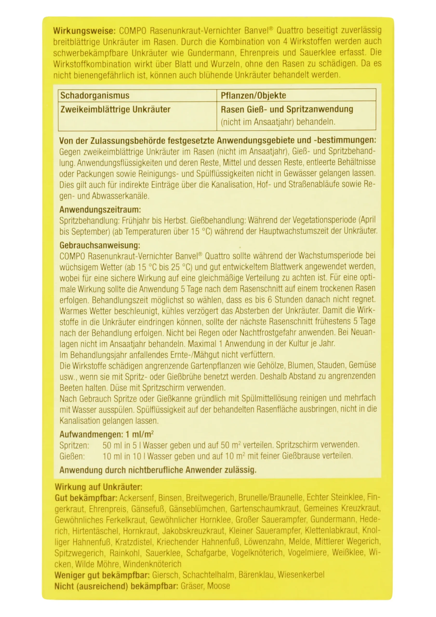 Compo Rasenunkrautvernichter Banvel Quattro 150 ml