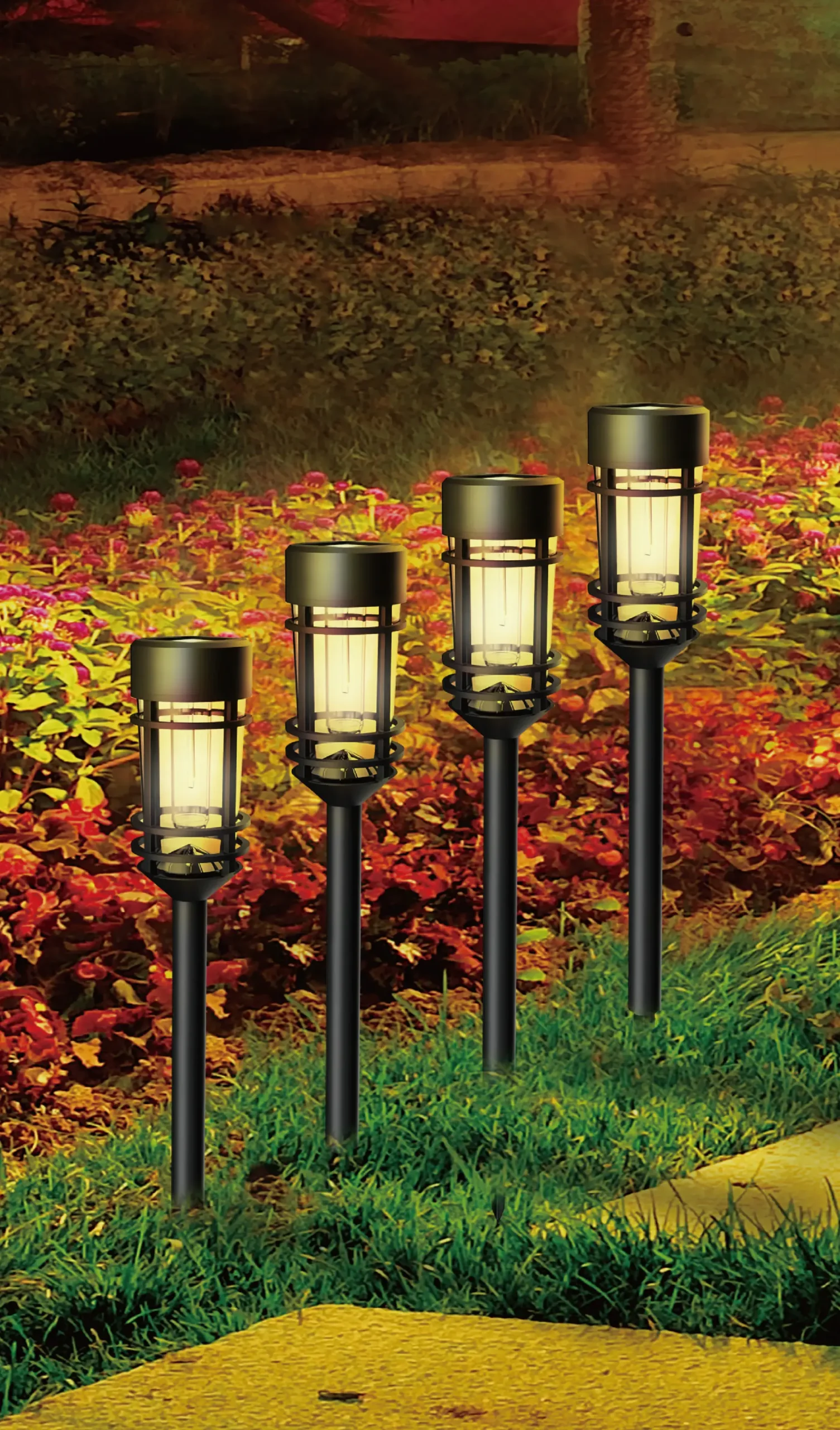 Dapo LED Solarleuchte Fackel mit Erdspieß warmweiß