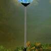 Dapo LED Solarleuchte Glaskugel mit Erdspieß weiß