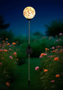 Dapo LED Solarleuchte Glaskugel mit Erdspieß weiß
