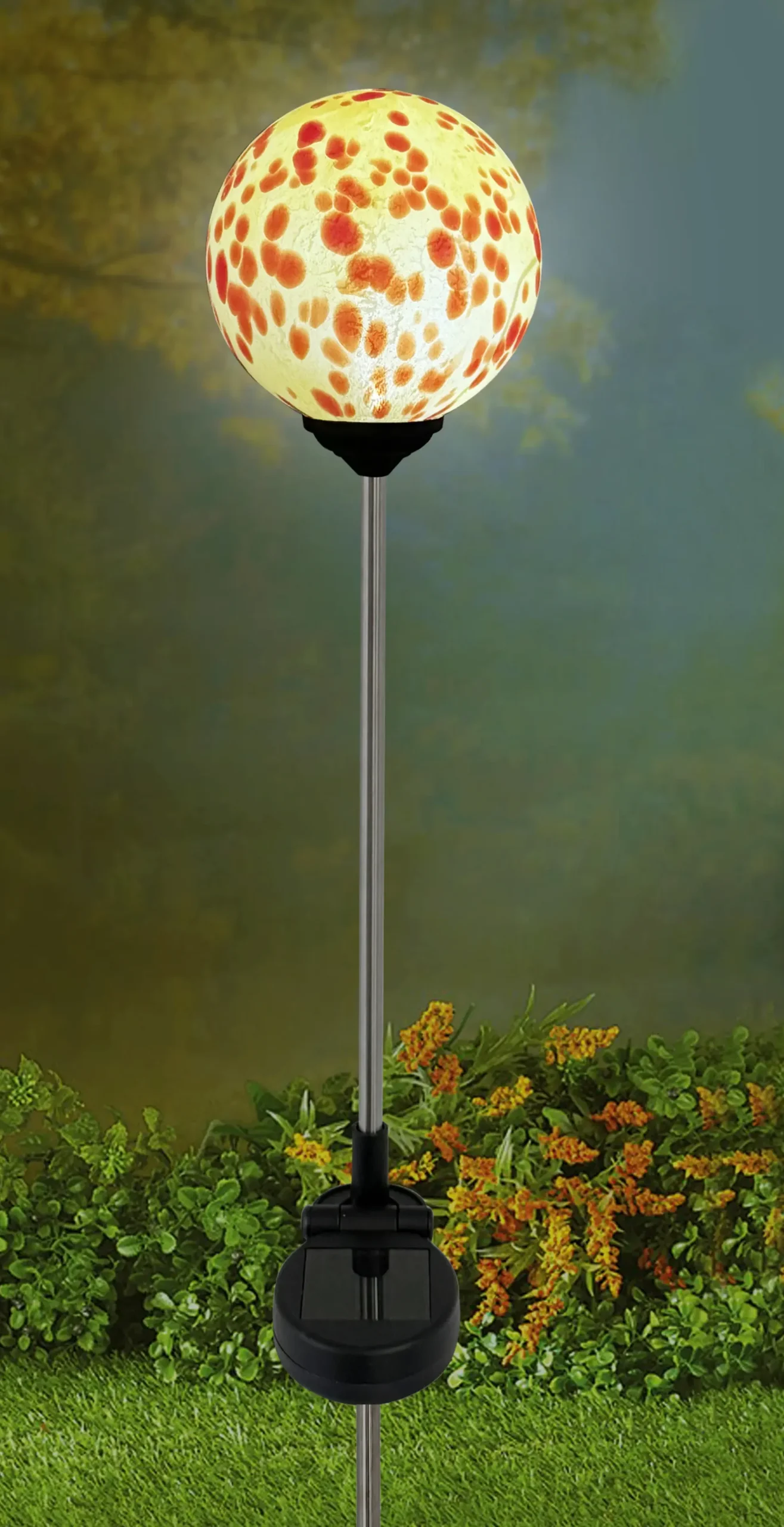 Dapo LED Solarleuchte Glaskugel mit Erdspieß weiß