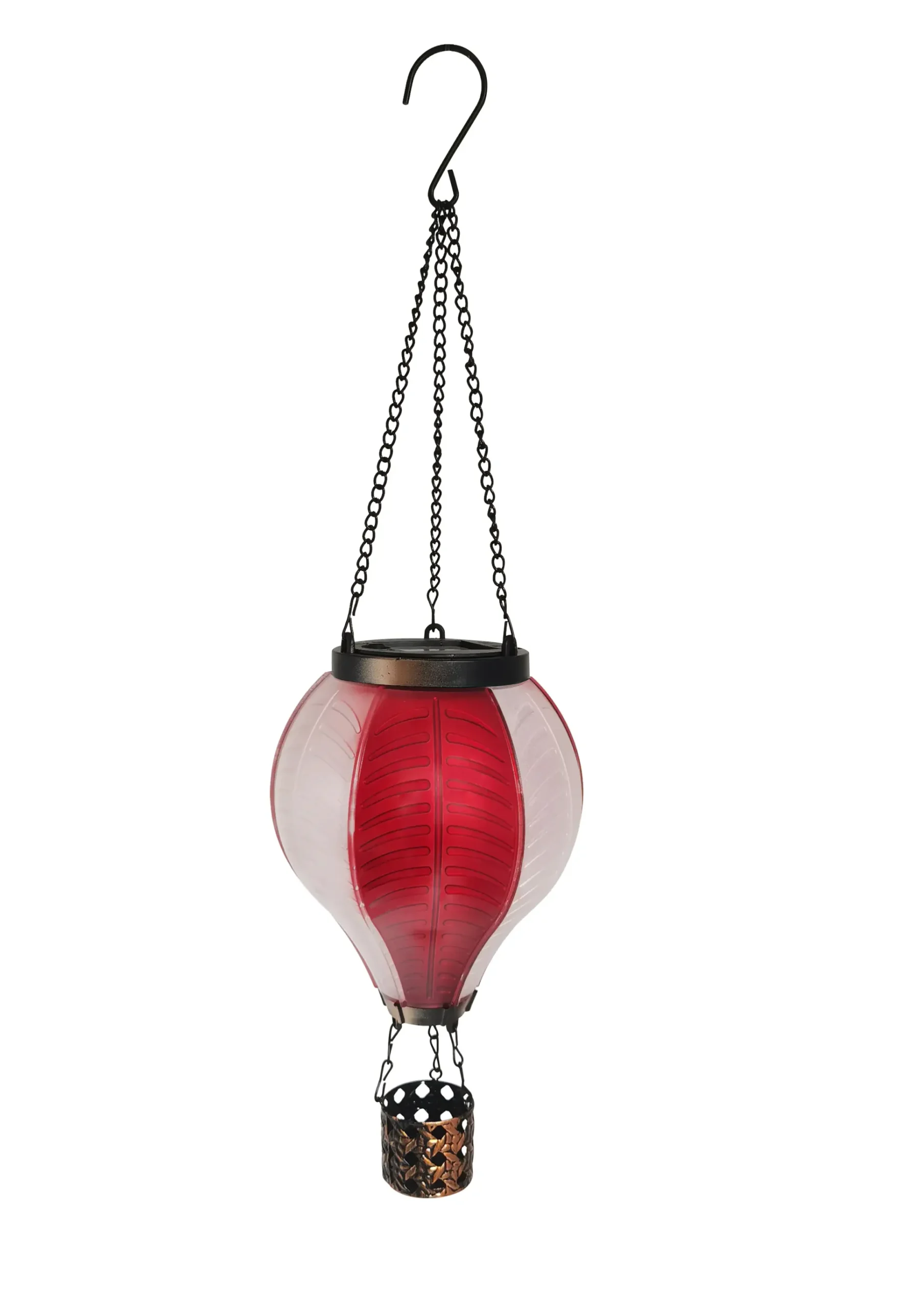 Dapo LED Solarleuchte Heißluftballon mit Flammeeffekt rot/weiß warmweiß