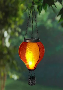 Dapo LED Solarleuchte Heißluftballon mit Flammeeffekt rot/weiß warmweiß