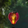 Dapo LED Solarleuchte Heißluftballon mit Flammeeffekt lila/grün warmweiß