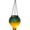 Dapo LED Solarleuchte Heißluftballon mit Flammeeffekt blau/gelb warmweiß