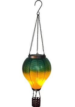 Dapo LED Solarleuchte Heißluftballon mit Flammeeffekt blau/gelb warmweiß
