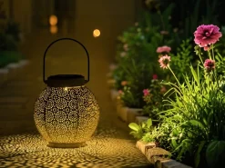 Dapo LED Solarleuchte Laterne Metall warmweiß