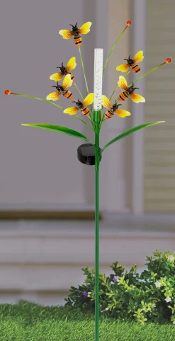 Dapo LED Solarstecker Lichtstab mit Bienen warmweiß