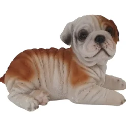 Dekofigur Bulldogge liegend 19 x 12 x 10,5 cm braun weiß