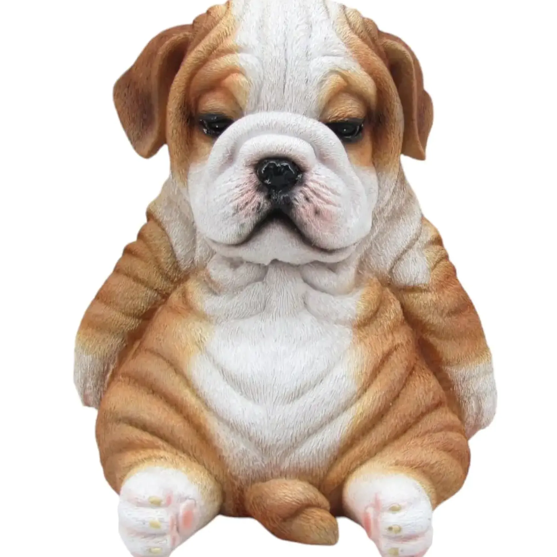 Dekofigur Bulldogge sitzend 17 x 16 x 16 cm braun weiß