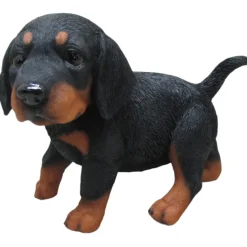 Dekofigur Dackelwelpe stehend 22 x 18 x 13 cm schwarz braun