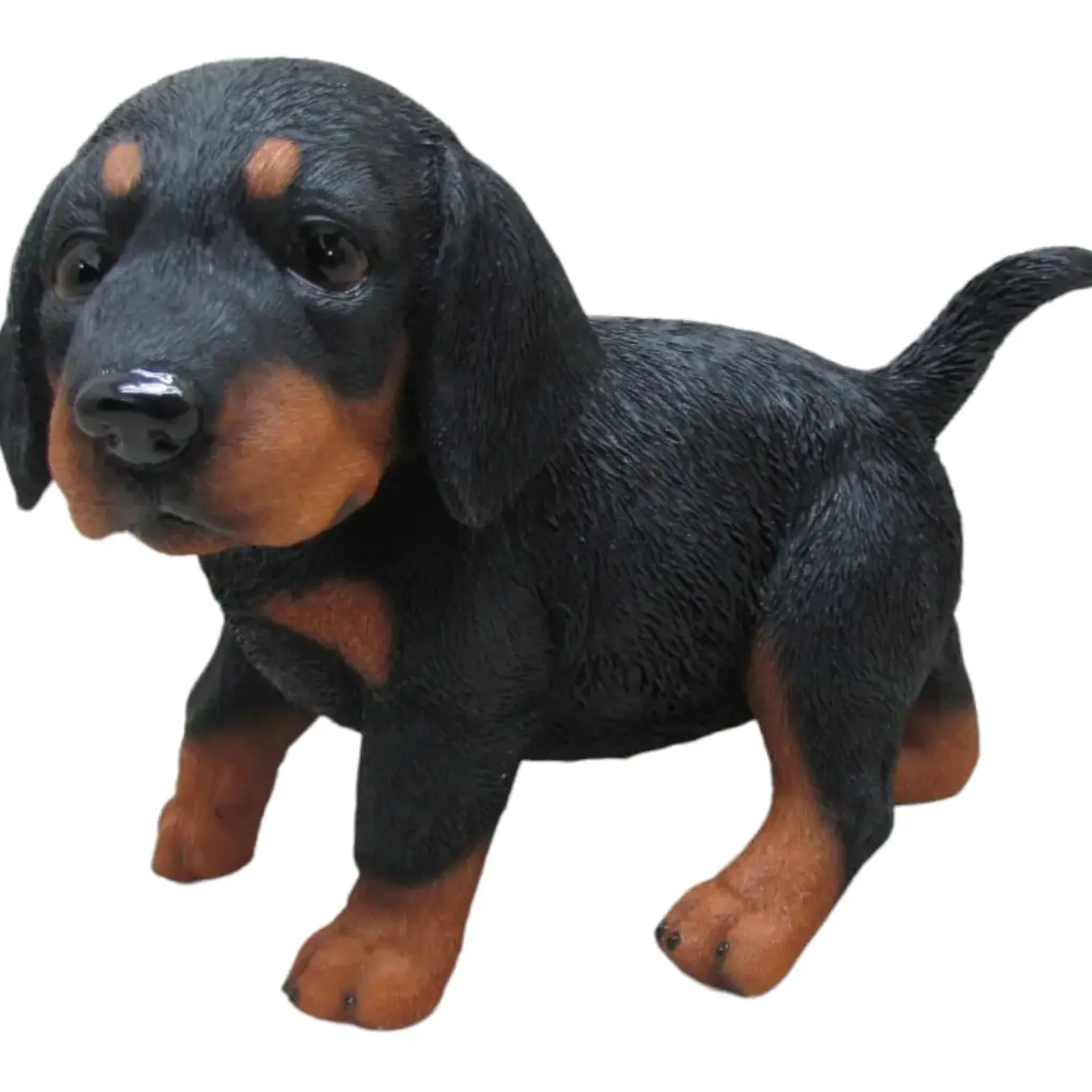 Dekofigur Dackelwelpe stehend 22 x 18 x 13 cm schwarz braun