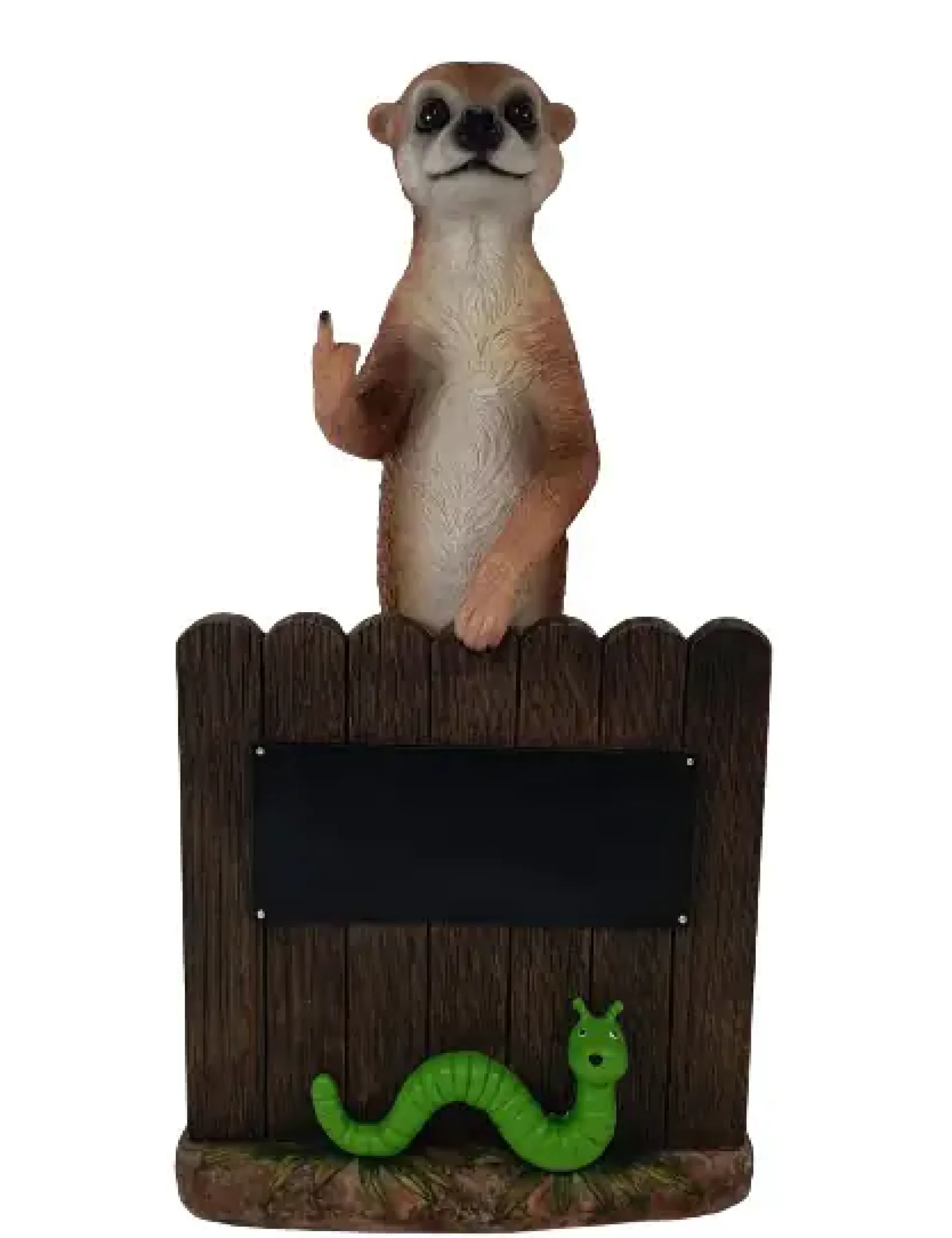 Dekofigur Erdmännchen am Zaun 62 x 30 cm braun