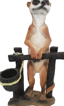 Dekofigur Erdmännchen am Zaun 60 x 35 x 19 cm
