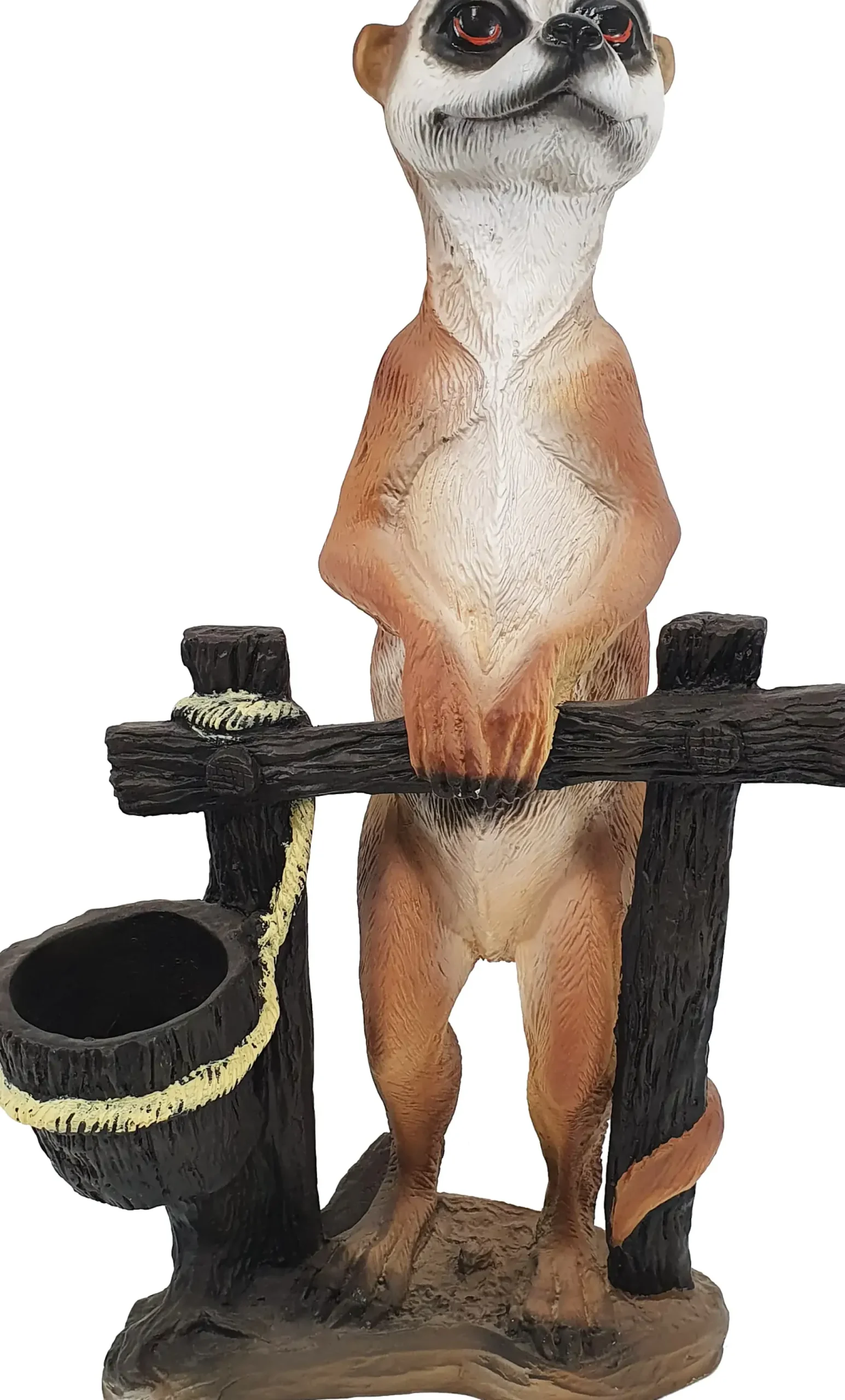 Dekofigur Erdmännchen am Zaun 60 x 35 x 19 cm