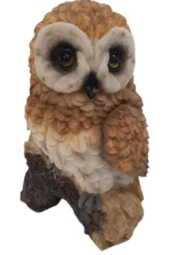 Dekofigur Eule auf Stamm braun 25 x 18 x 13,5 cm