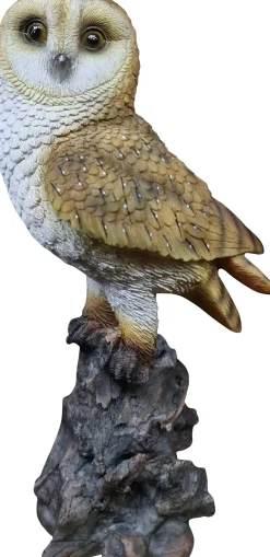 Dekofigur Eule auf Stamm 34 cm bunt