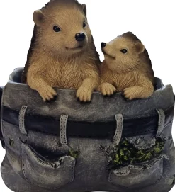 Dekofigur Igel in der Tasche 22 cm bunt