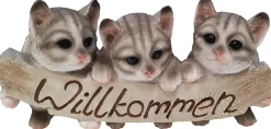 Dekofigur Katzen Willkommen 15 x 25 x 8 cm