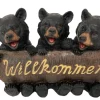 Dekofigur Willkommen Schild mit Bär 21 x 13 x 30 cm