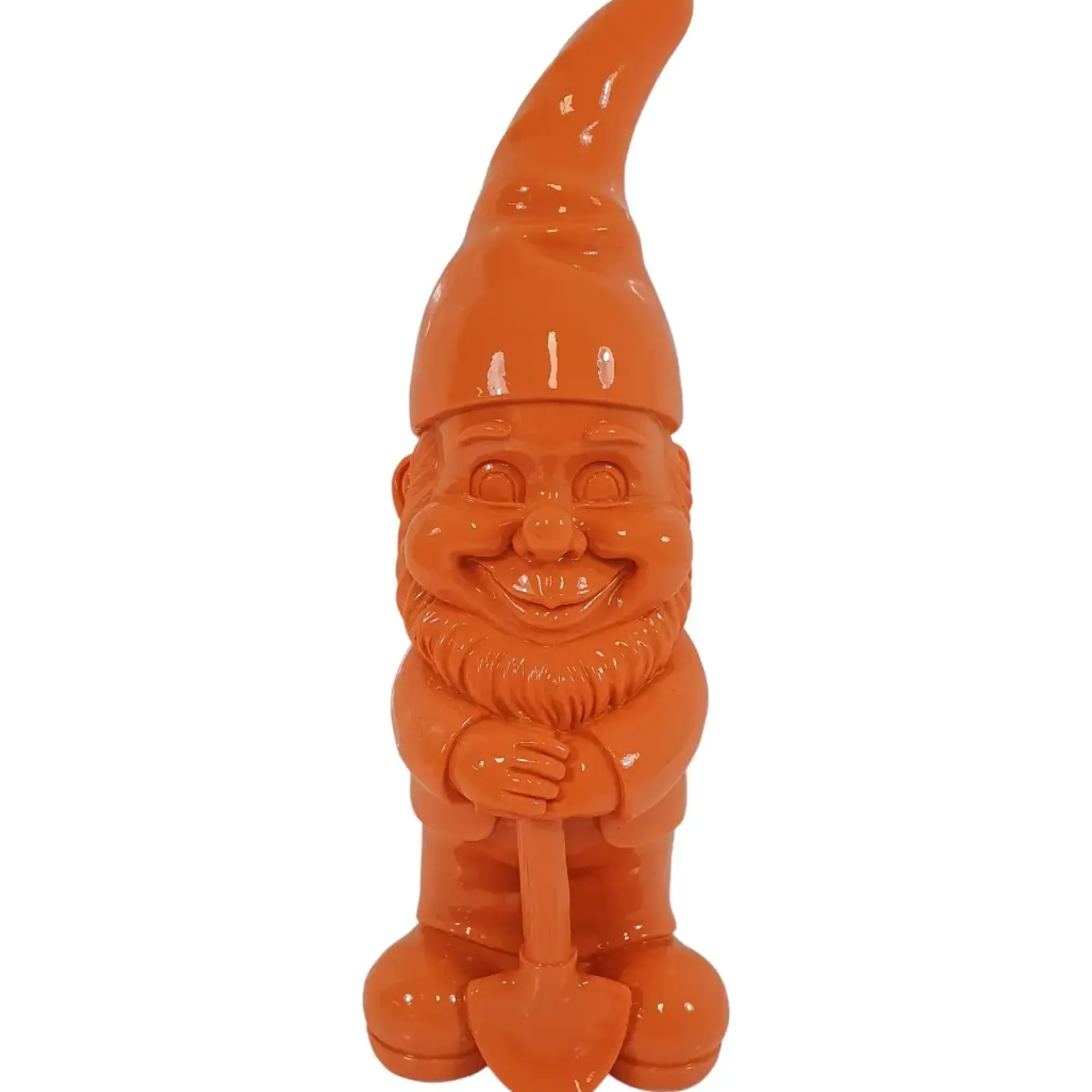 Dekofigur Zwerg mit Spaten 17,5 x 6 cm orange