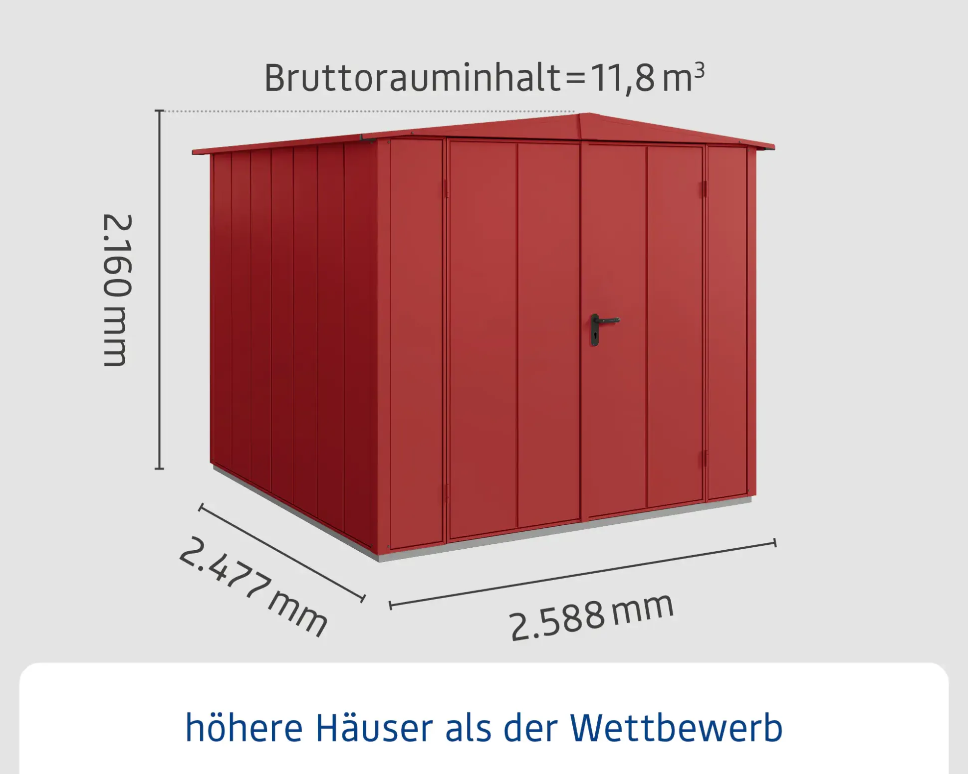EcoStar Gerätehaus Elegant-S Typ 2 purpurrot 2 flg 258,8 x 247,7 x 216 cm