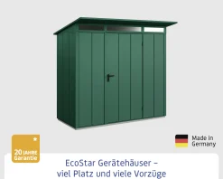 EcoStar Gerätehaus Elegant-P Typ 1 moosgrün 247,9 x 153 x 228,6 cm