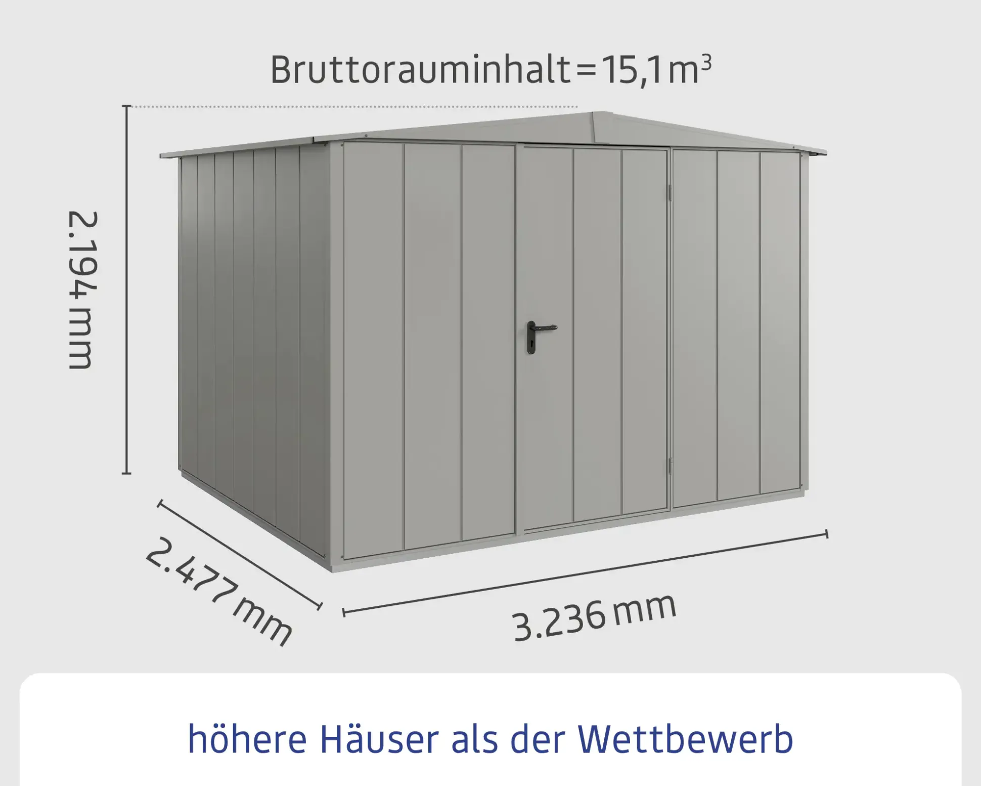 EcoStar Gerätehaus Elegant-S Typ 3 graualuminium 323,6 x 247,7 x 219,4 cm