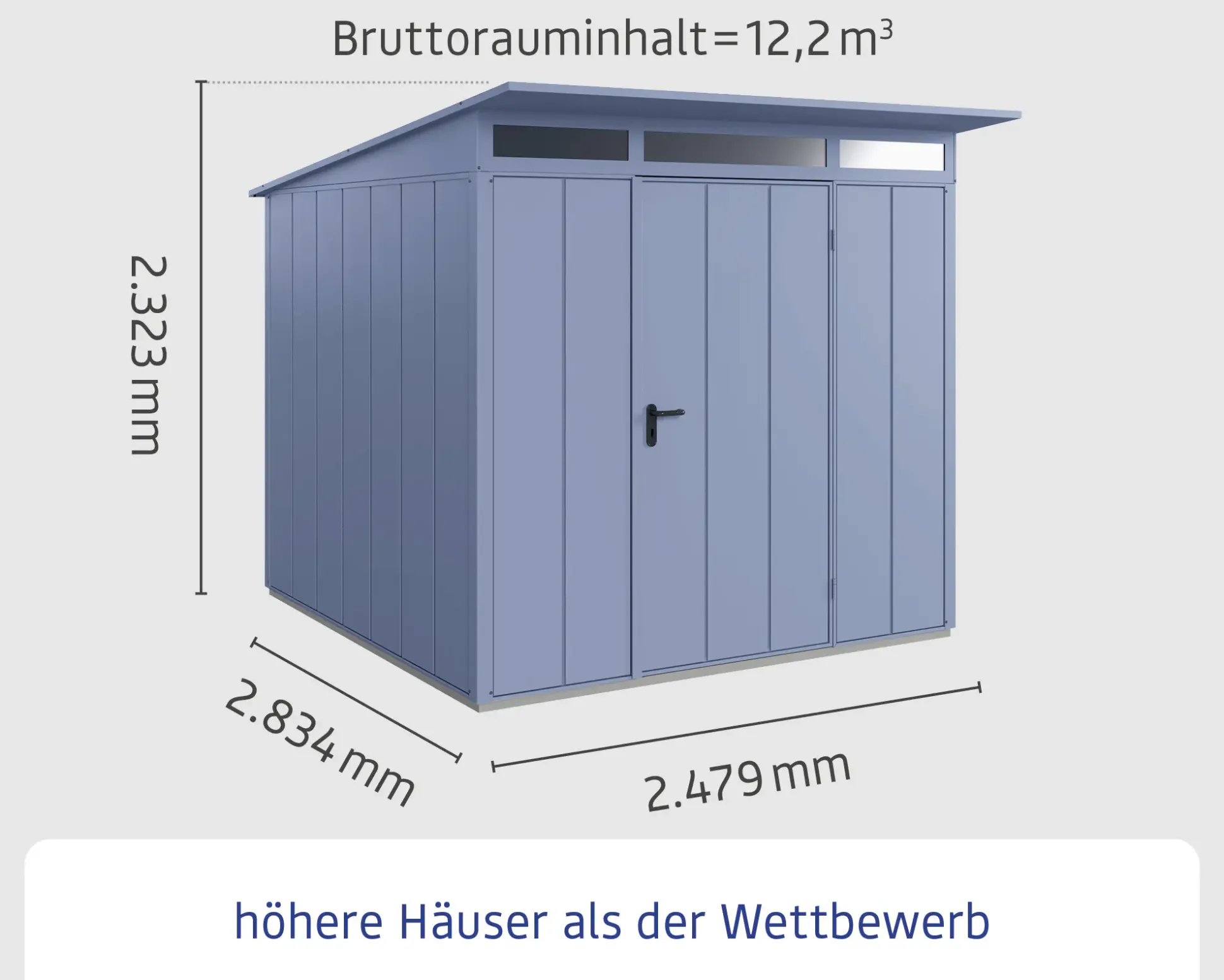 EcoStar Gerätehaus Elegant-P Typ 2 taubenblau 247,9 x 283,4 x 232,3 cm