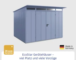 EcoStar Gerätehaus Elegant-P Typ 3 taubenblau 312,7 x 283,4 x 232,3 cm