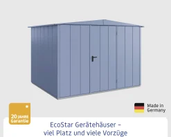 EcoStar Gerätehaus Elegant-S Typ 3 taubenblau 1 flg 323,6 x 247,7 cm