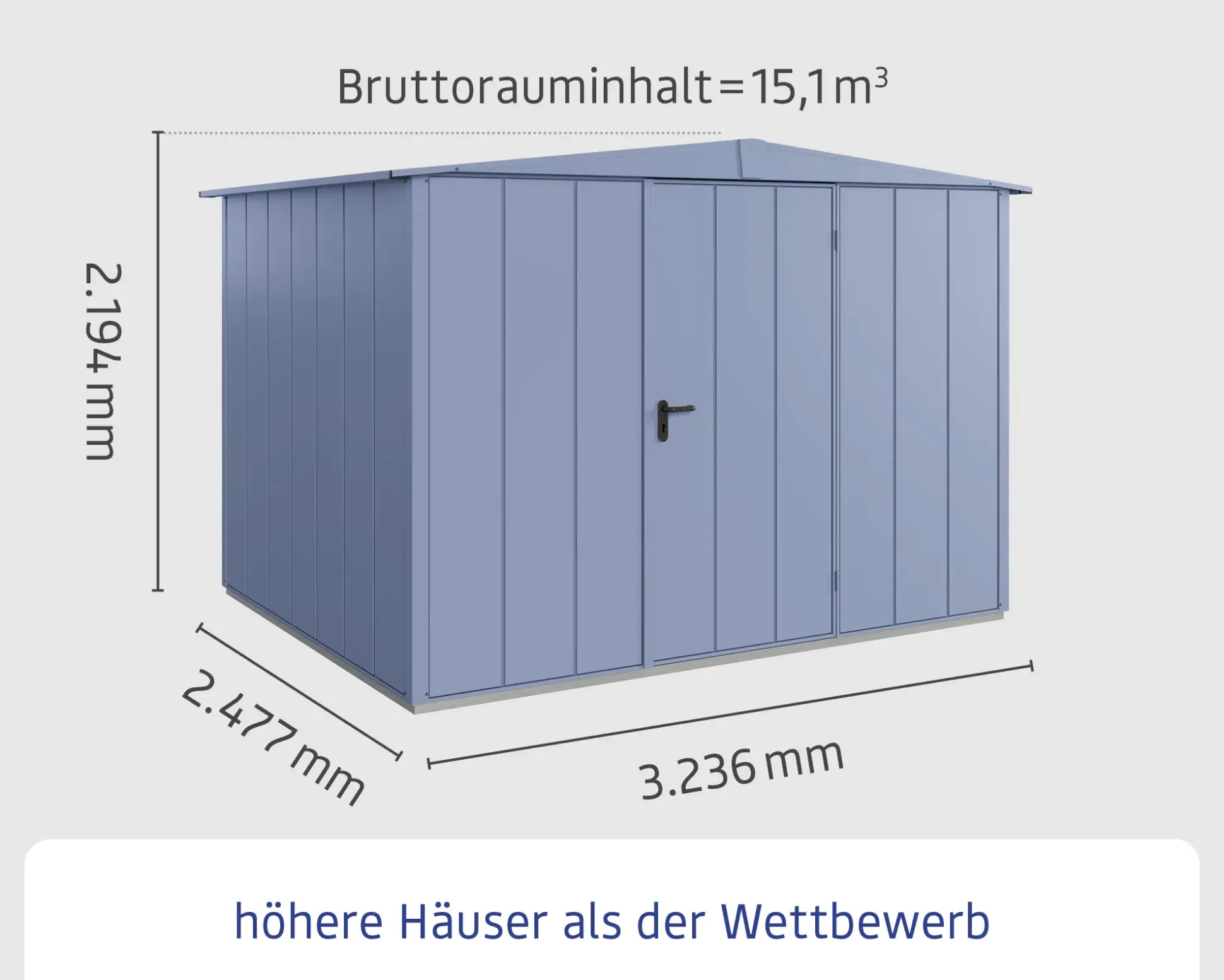 EcoStar Gerätehaus Elegant-S Typ 3 taubenblau 1 flg 323,6 x 247,7 cm