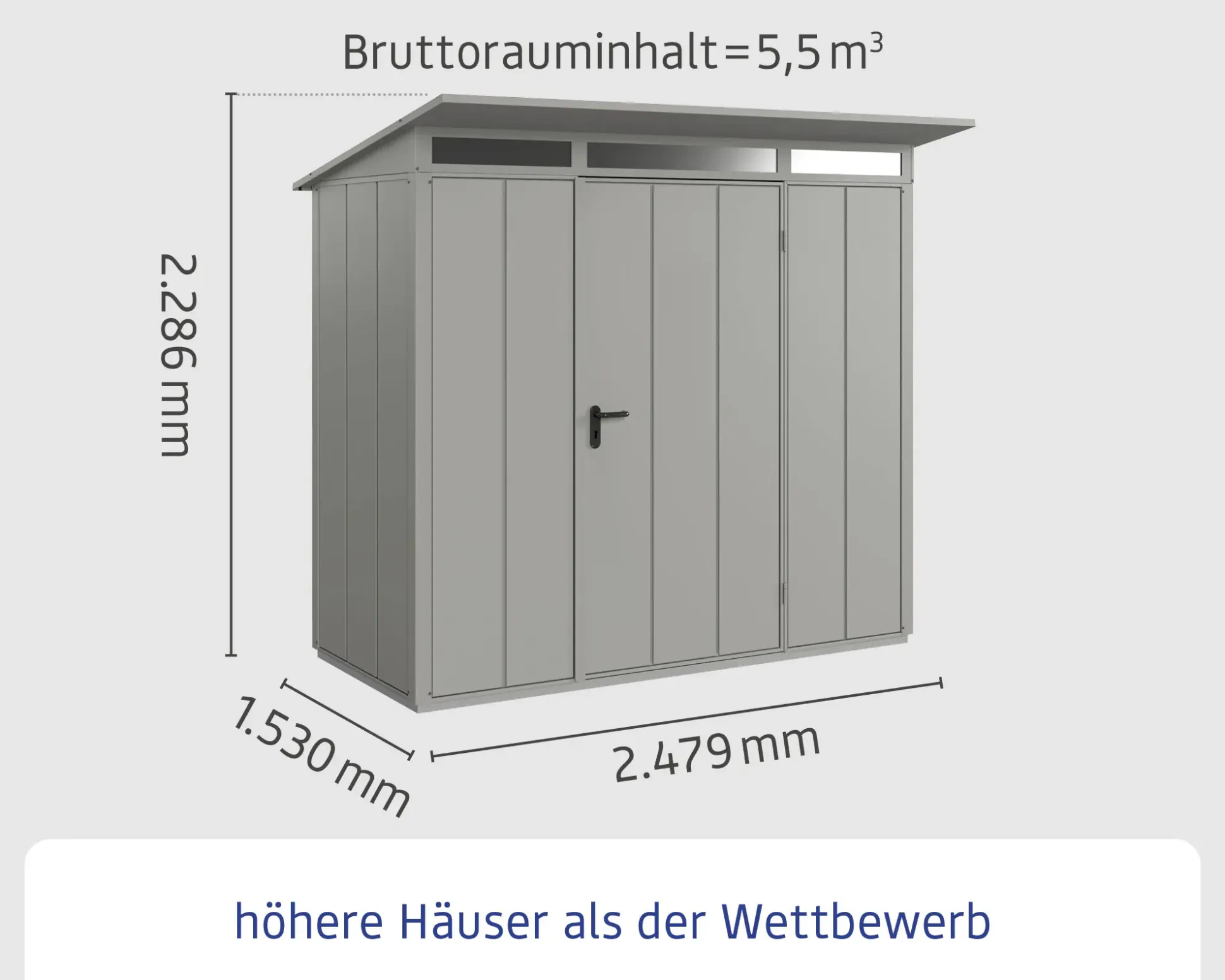 EcoStar Gerätehaus Elegant-P Typ 1 graualuminium 247,9 x 153 x 228,6 cm