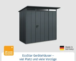 EcoStar Gerätehaus Elegant-P Typ 1 anthrazitgrau 247,9 x 153 x 228,6 cm